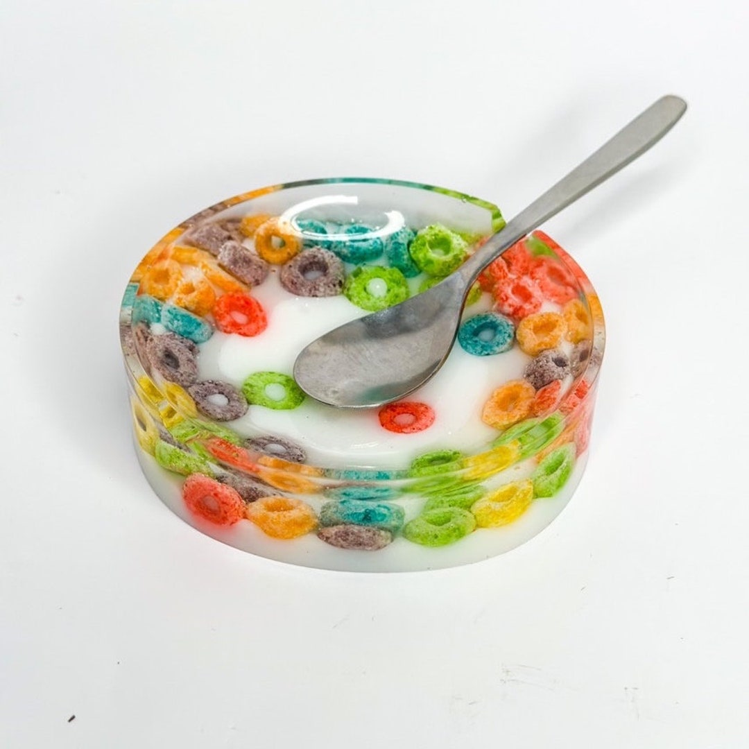 Cute Novelty Cereal Ashtray, Resin Vintage Glass Trinket Tray, Funny