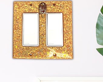 Glitter Peach gold switch plate with popsicle, double toggle switch plate cover, fall room decor, renter safe friendly decor, outlet covers