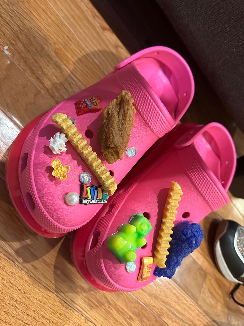 TWO French Fry Shoe Decorations, Shoe Clip Brooch, Shoe Charm, Resin Shoe Decor, Unique Gift for