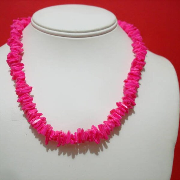 Fucshia sea shell puka necklace