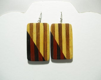 Handcrafted Wood Wooden Earrings with dangles Brown