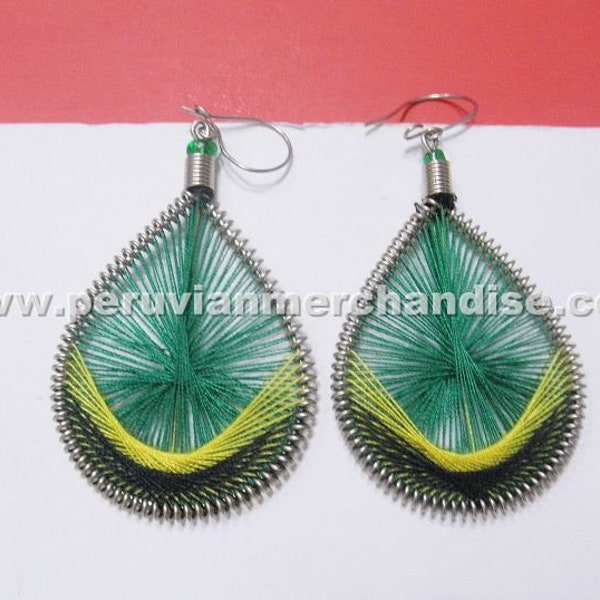 Peruvian Thread Small earrings Jamaican colors