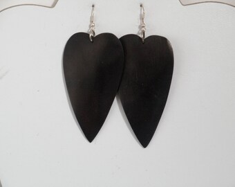 Handcrafted Wood Wooden Earrings Black Color