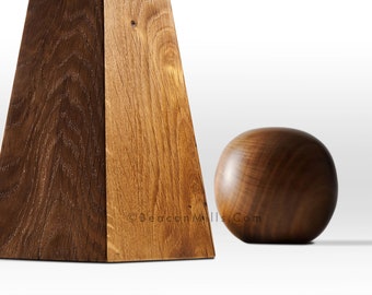White Oak Pepper Mill and Salt Shaker Set in Classical Forms