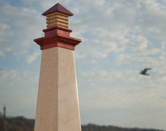 Lighthouse Beacon Pepper Mill in Hard Maple with RedHeart Lantern