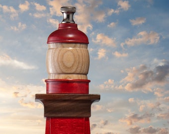 Lighthouse Pepper Mill in Hard Maple Ash Black Walnut and Curly Maple