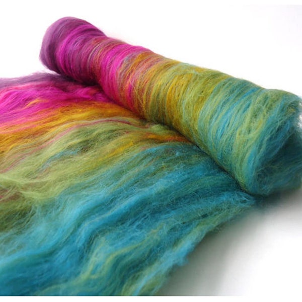 Spinning Batt - Purple - Green - Jade -  Gradient - merino wool - Felting - UK - 3.5oz  - 100g - IRIDESCENT PUDDLE