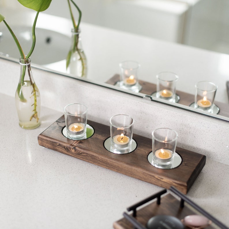 Mirrored Candle Holder Centerpiece Table Centerpiece Mantle Etsy Canada