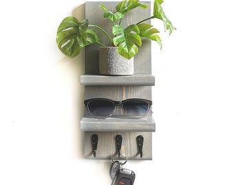 2 Tier Compact Wall Organizer, Space Saver Storage, Apartment Decor, Narrow Sunglass and Key Holder, Apartment Gifts, Housewarming Gift