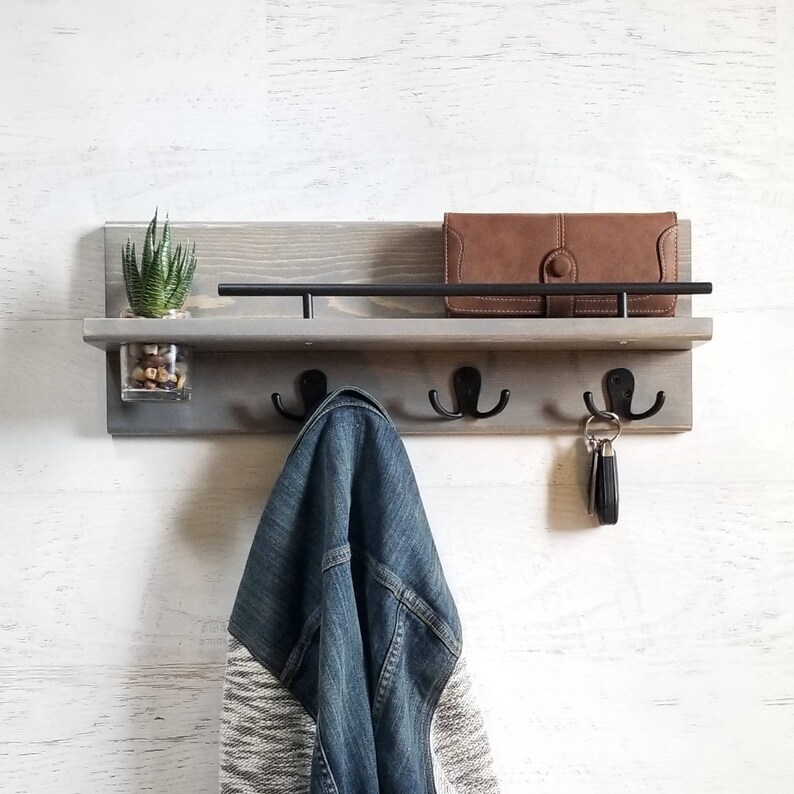 Wood Coat Rack Entryway Organizer Mail Storage Key Hook Etsy Canada
