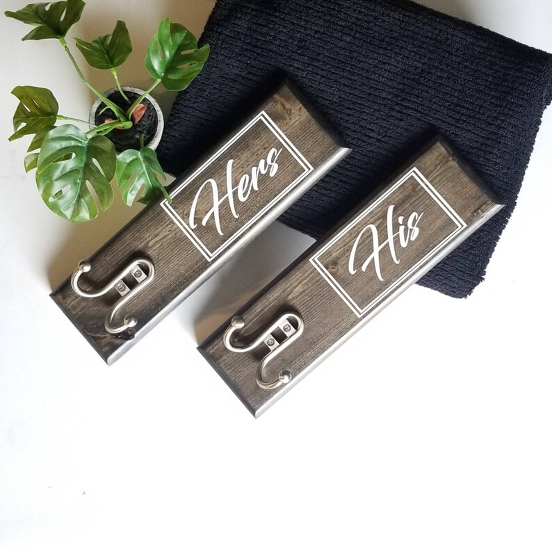 His and Hers Bathroom Towel Hook Signs Entryway Coat Hooks Etsy