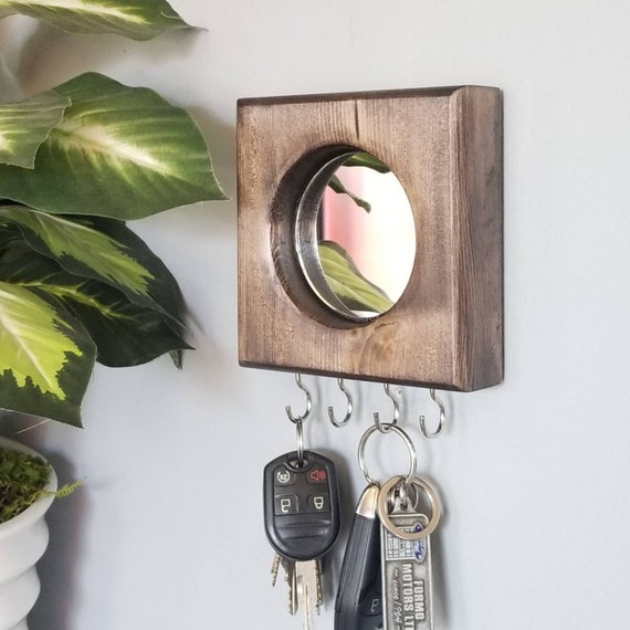 Mirror Key Holder for Wall Small Round Mirror Key Holder Etsy