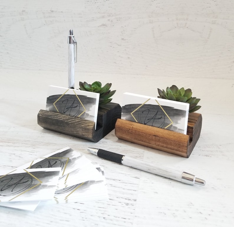 Wood Pen and Business Card Holder Desk Accessories Desk Etsy