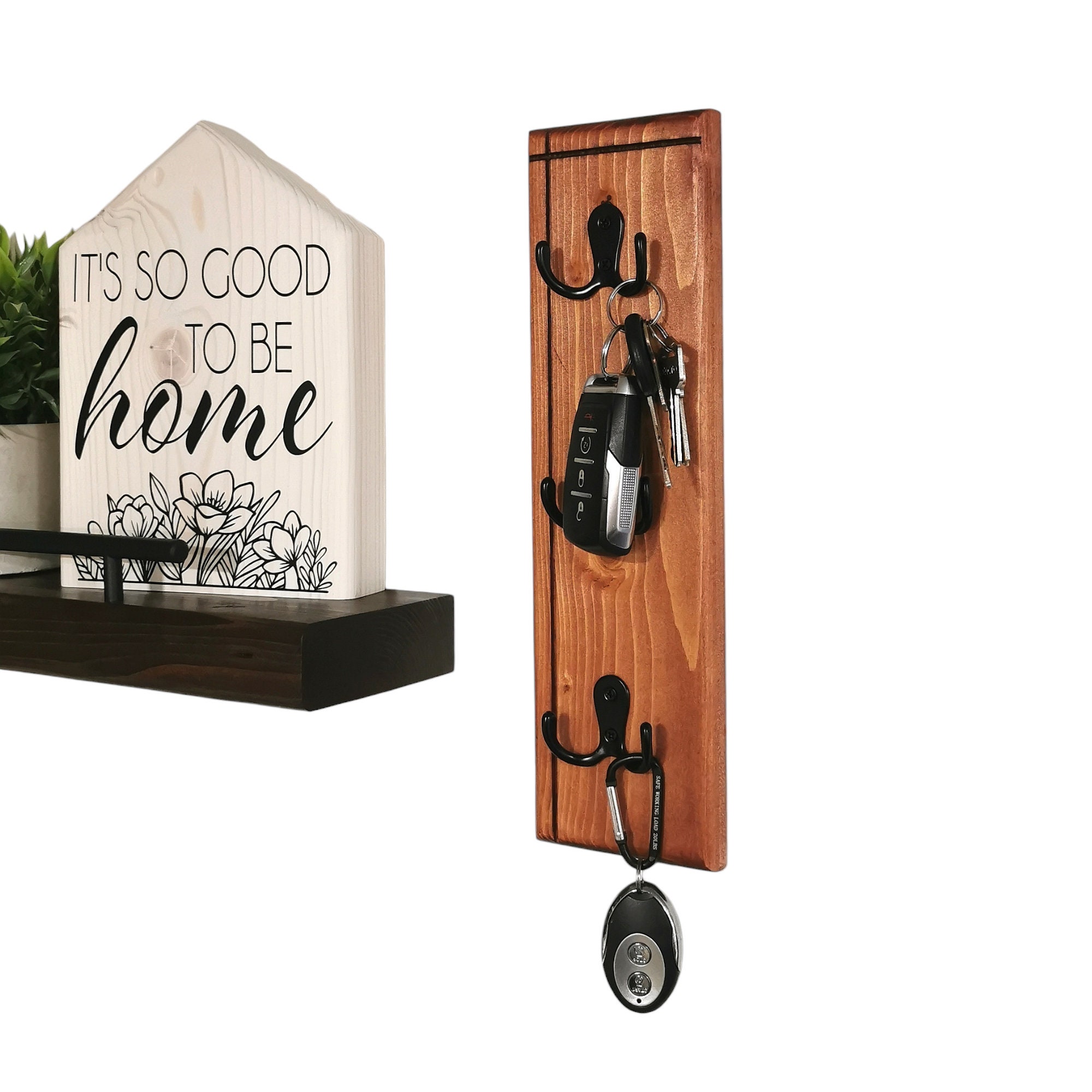 Slim Vertical Double Hook Wall Mounted Key Rack Rustic Home Decor Organizer Multiple Key Holder Modern Farmhouse Style Key Holder Etsy