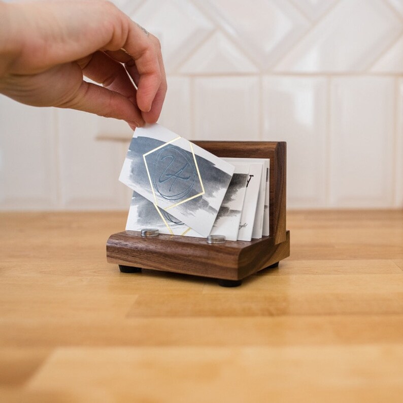 Walnut Wood Business Card Holder Executive Business Card Etsy Canada