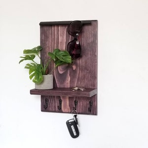 Wall Organizer, Entryway Organizer, Apartment Decor, Sunglass and Key Holder, Wall Organizer, Apartment Gifts, Housewarming Gift Worn Plum