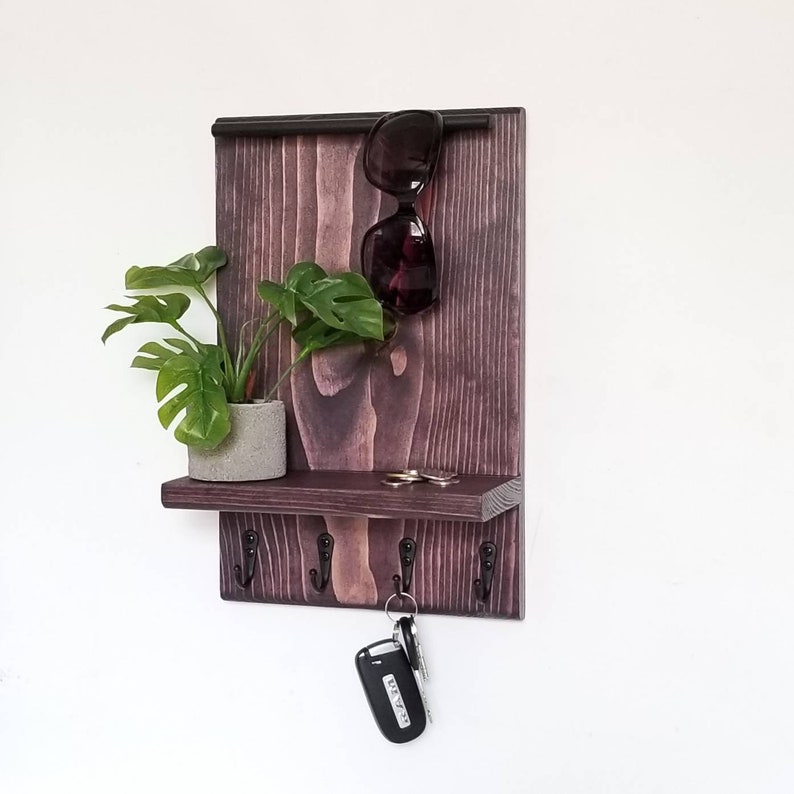 Wall Organizer, Entryway Organizer, Apartment Decor, Sunglass and Key Holder, Wall Organizer, Apartment Gifts, Housewarming Gift Worn Plum