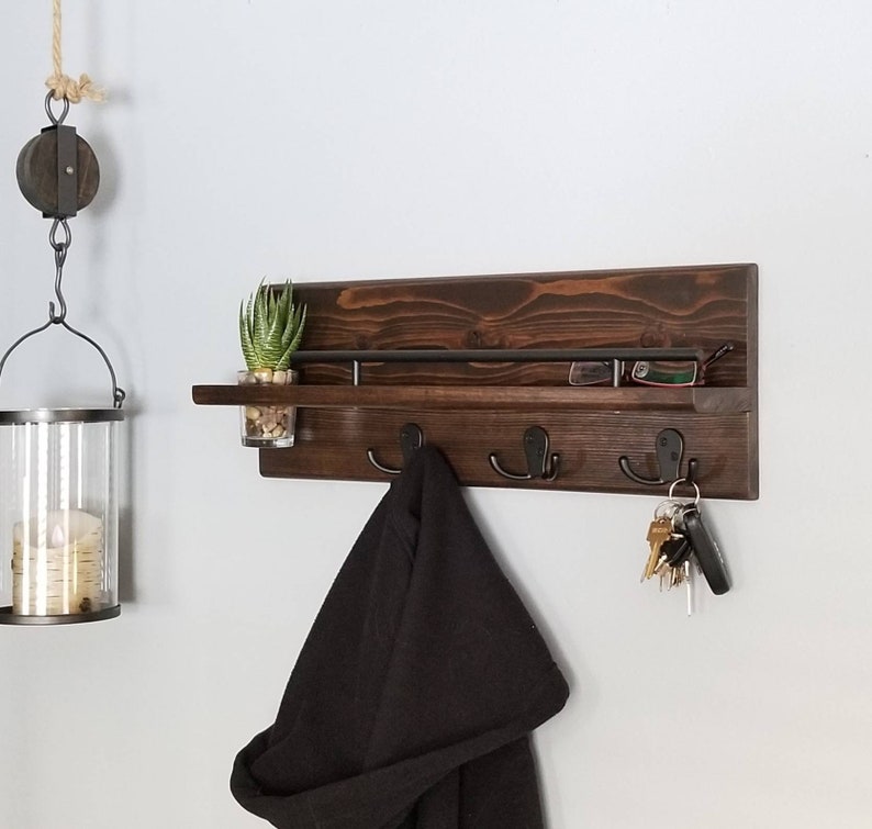 Wood Coat Rack Entryway Organizer Mail Storage Key Hook Etsy Canada