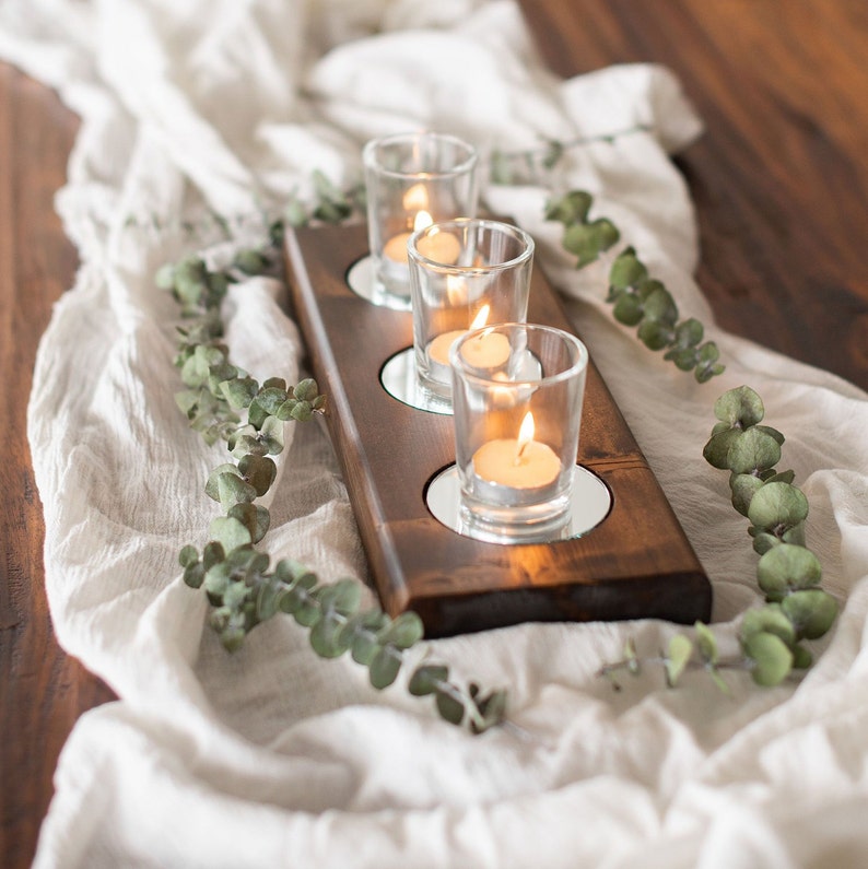 Mirrored Candle Holder Centerpiece Table Centerpiece Mantle Etsy Canada