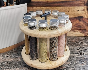 Revolving Spice Rack with 12 Spice Jars, Kitchen Spice Rack Organizer for Countertop with Mini Funnel, Rotating Spice Rack, Gift for Her