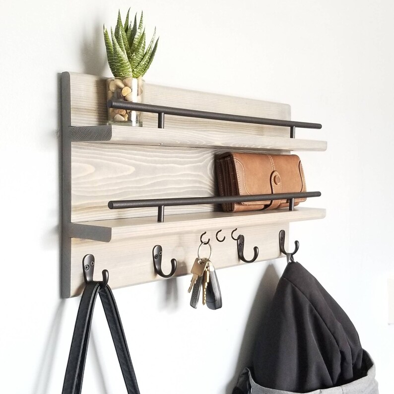 Wood Coat RackEntry Organizer Wall Organizer Coat Rack Etsy