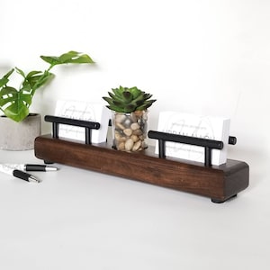 Porte-cartes de visite double, cadeau de bureau avec jardinière succulente, fournitures de bureau minimalistes