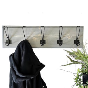 Rustic Pine Wood Coat Rack: Modern Farmhouse Entryway Organizer