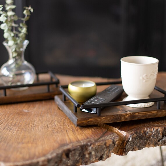 Set Of 2 Catchall Wood Trays Serving Tray Set Valet Tray Etsy