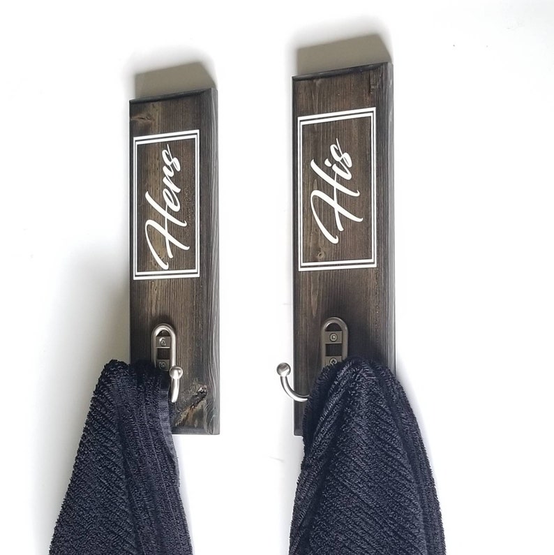 His and Hers Bathroom Towel Hook Signs Entryway Coat Hooks Etsy