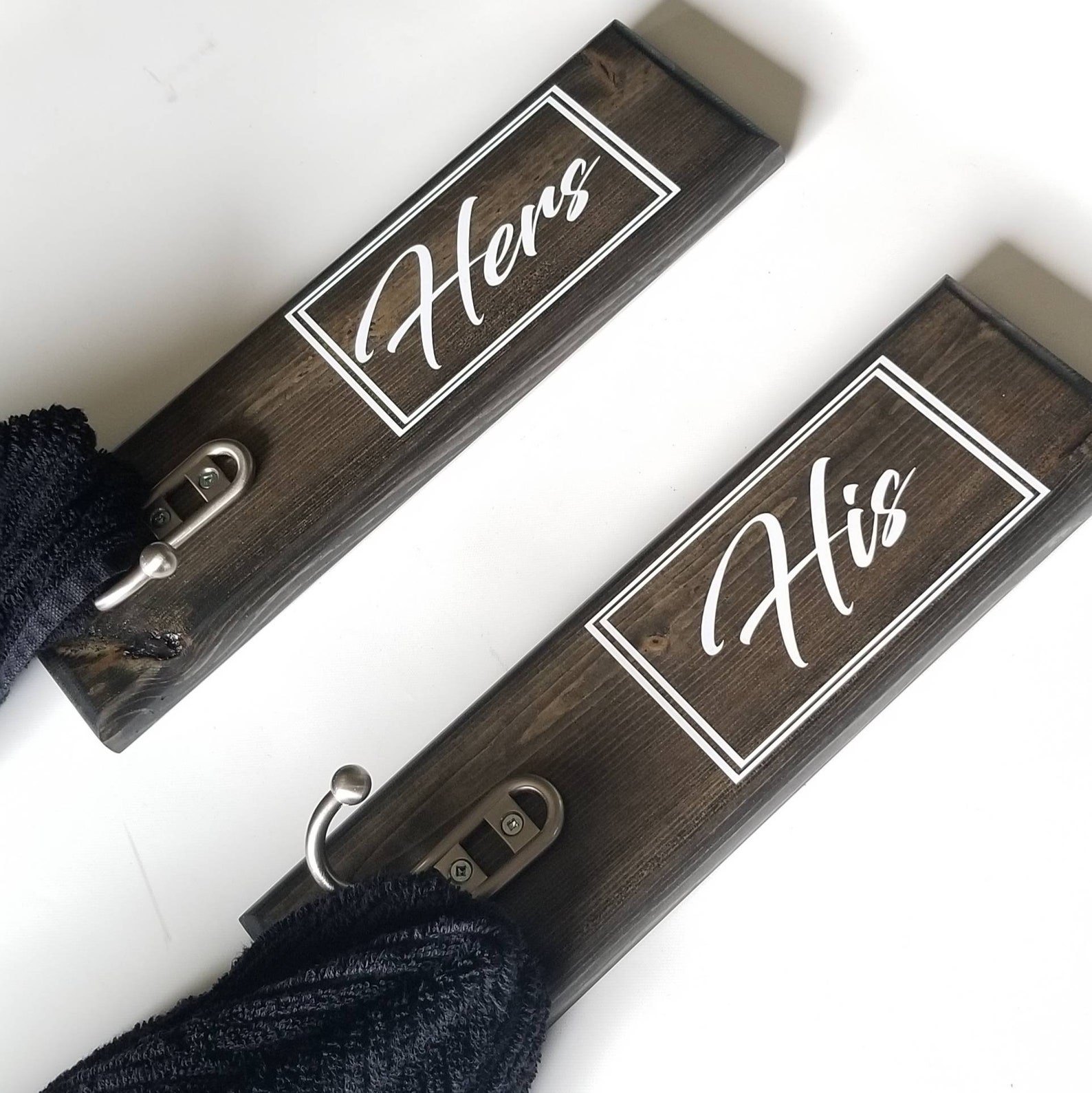 His and Hers Bathroom Towel Hook Signs Entryway Coat Hooks Etsy