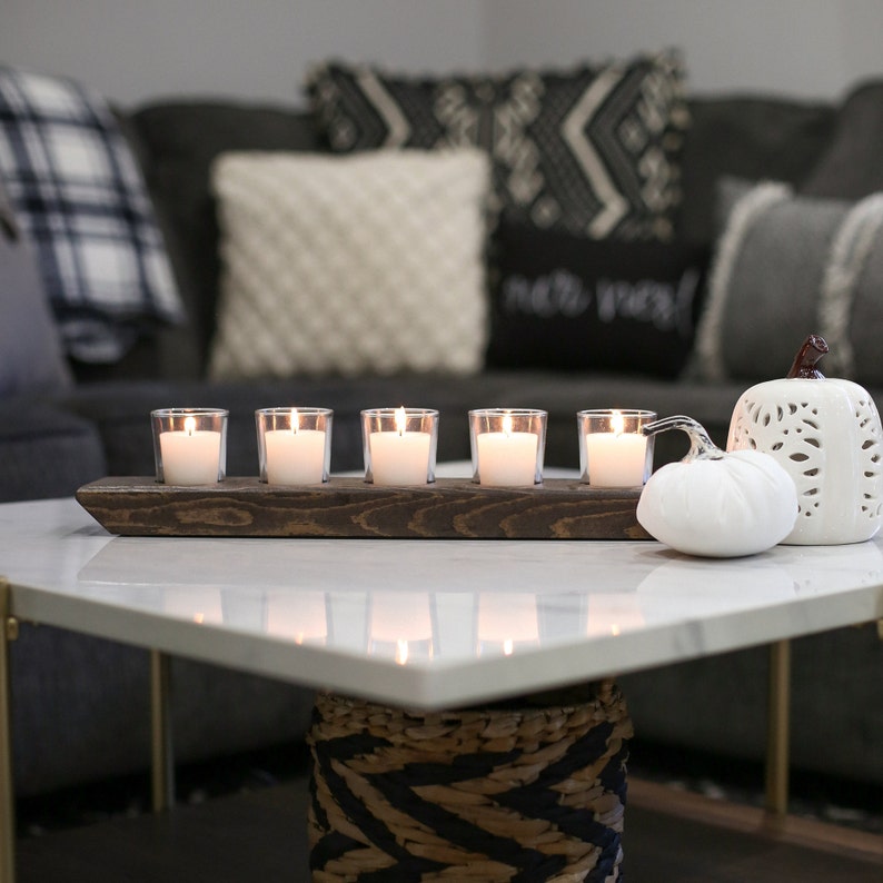 Candle Holder Centerpiece Wood Candle Tray Table Etsy Canada