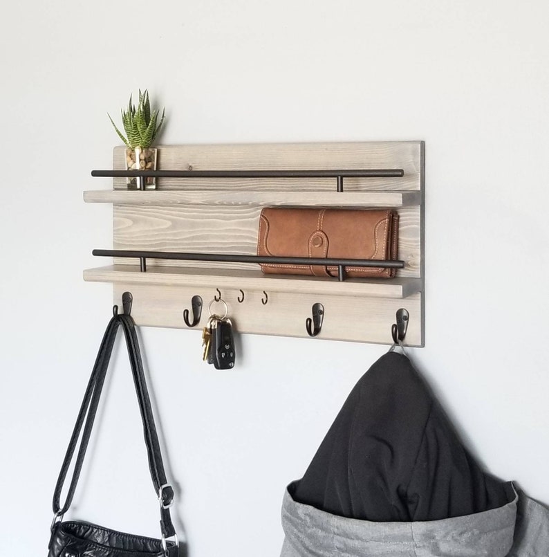 Wood Coat RackEntry Organizer Wall Organizer Coat Rack Etsy