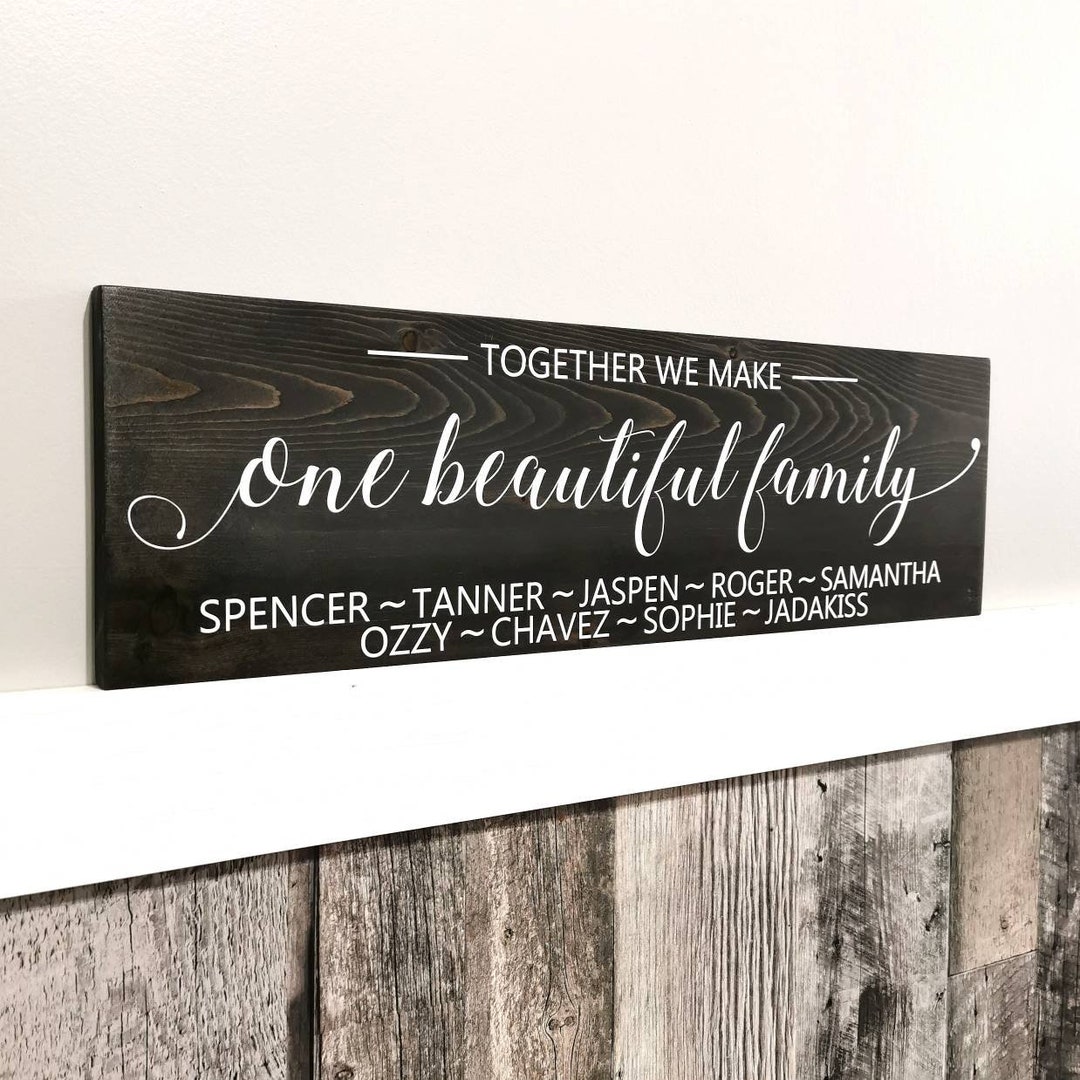 One Beautiful Family Personalized Sign, Rustic Farmhouse Decor, Gift ...