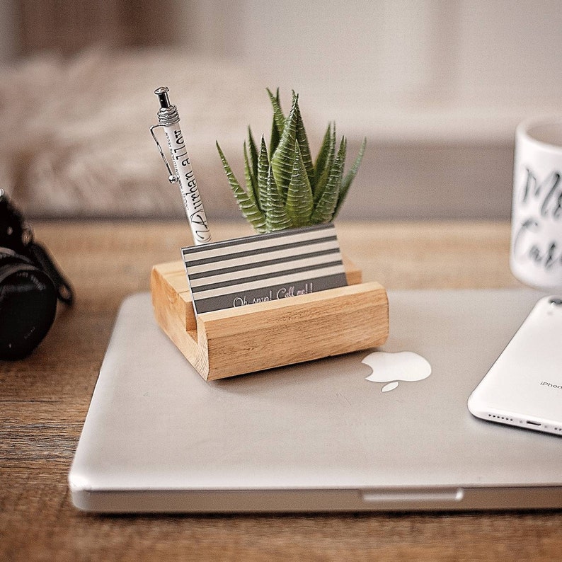 Wood Pen and Business Card Holder Desk Accessories Desk Etsy