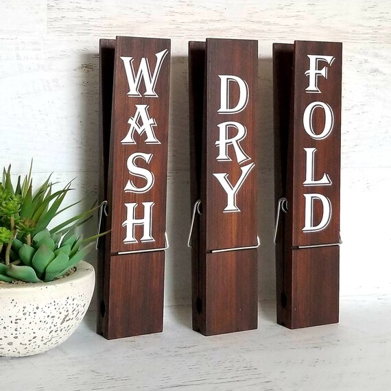 Laundry Room Decor Set of 3 Jumbo Clothespin Wall Accent Etsy