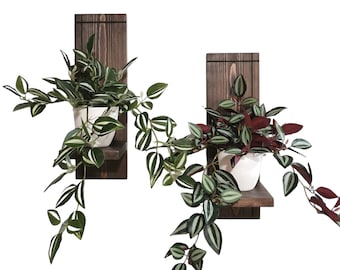 Set of 2 Long Wall Mounted Plant Shelves, Accent Wall Shelves, Modern Wall Shelf,  Plant Holder, Wall Decor, Wall Sconces, Living Room Decor