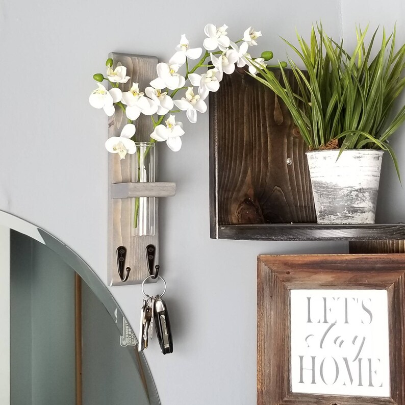 Key Holder for Wall With Bud Vase Entryway Wall Hooks Wall Etsy Canada