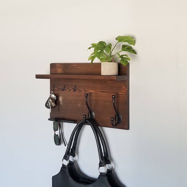 Wood Coat Rack Entryway Organizer Mail Storage Key Hook Etsy India
