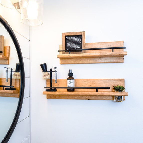 Estante flotante de baño y cocina montado en la pared, organizador de  madera montado en la pared, estantes de pared rústicos, plantador suculento  falso, estante moderno -  España