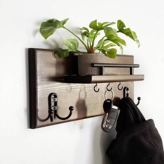 Coat Rack Wall Shelf , Entryway Shelf with Coat Hooks , Home