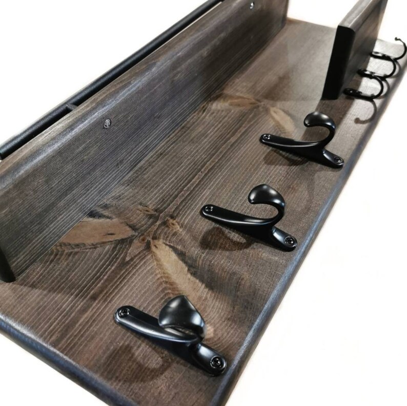 Modern Wood Coat Rack Entryway Organizer Mail Storage Key Etsy