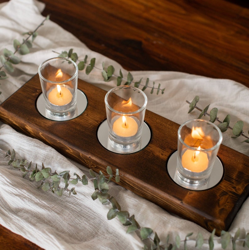 Mirrored Candle Holder Centerpiece Table Centerpiece Mantle Etsy