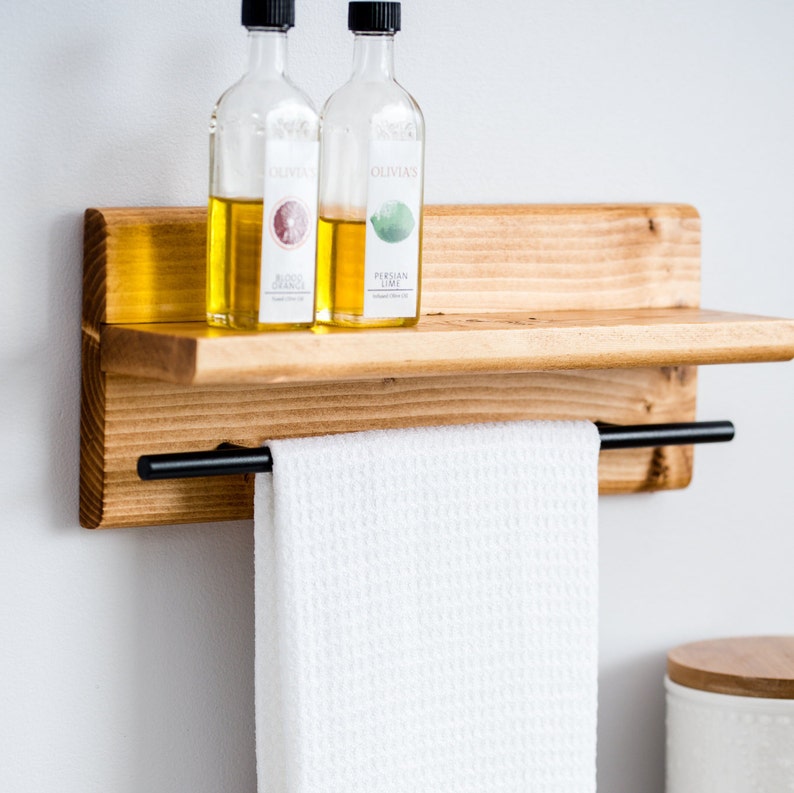 Bathroom and Kitchen Small Towel Holder with Shelf Hand