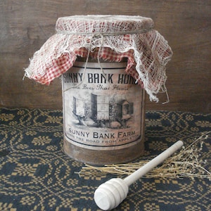 Primitive Sunny Bank Honey Fabric Covered Tin Can