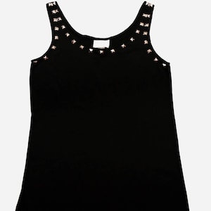 Herren Schwarz Nieten Rocker Tank