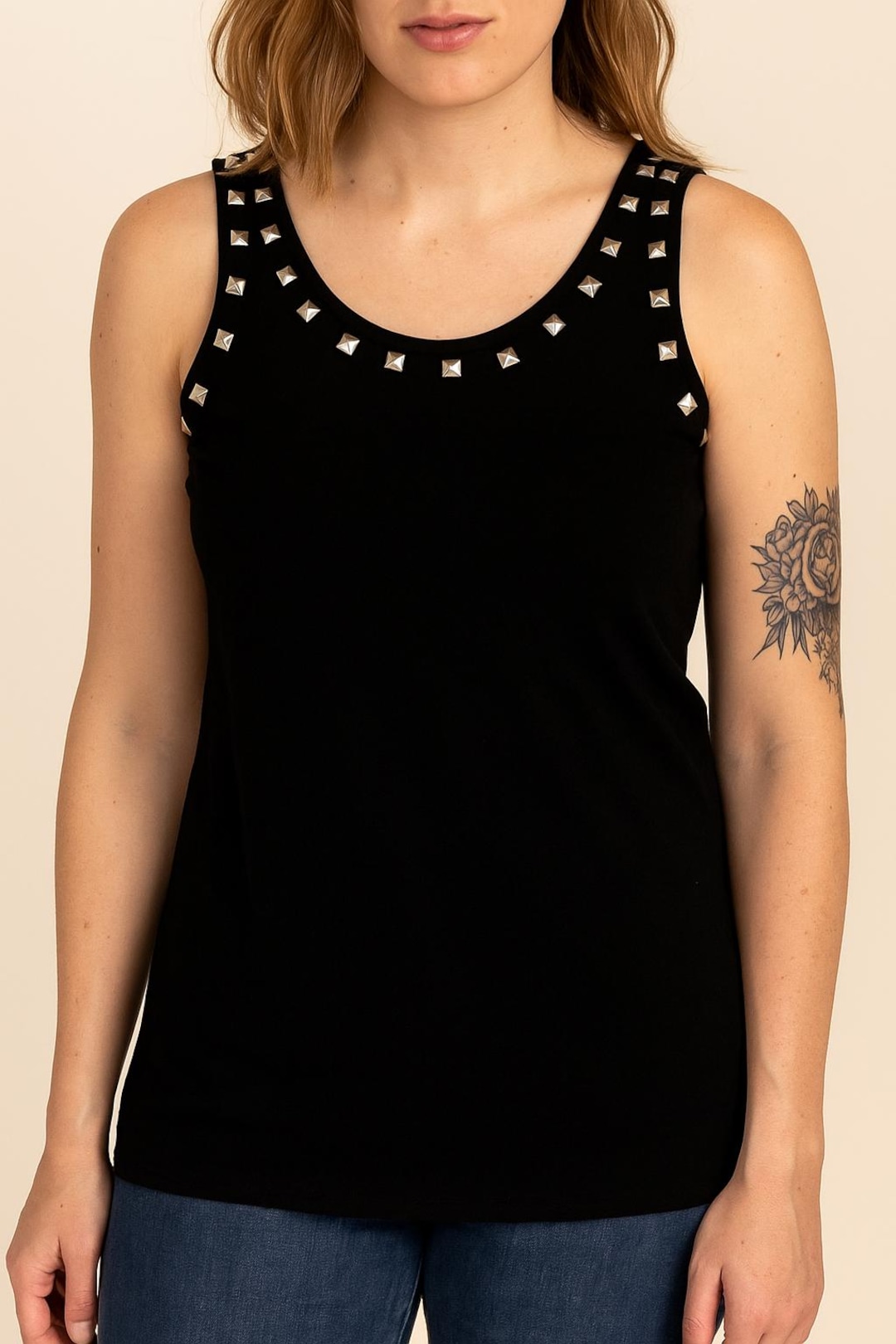 Women's Black Studded Rocker Tank - Etsy