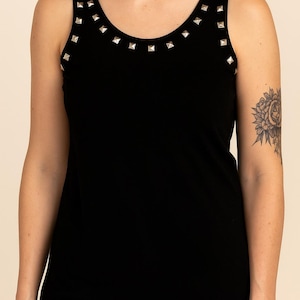 Women&#39;s Black Studded Rocker Tank