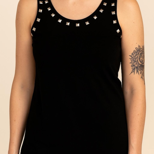 Débardeur Femme Noir Clouté