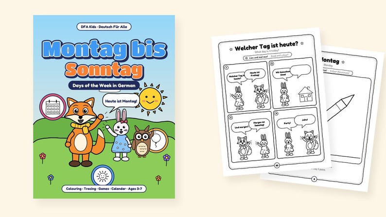 Monday to Sunday - Days of the Week in German for Kids: A 100-Page Activity Book (Ages 3–7) image 2