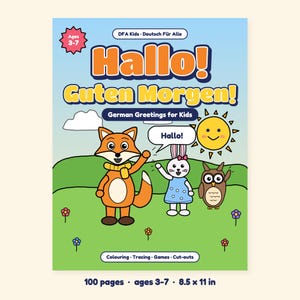 Hello! Good morning! - German Greetings for Kids: A 100-Page Activity and Coloring Book (Ages 3–7) image 3